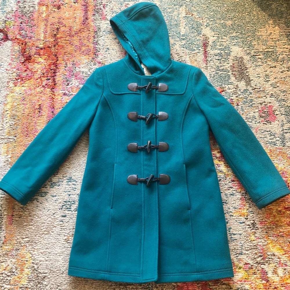 LL Bean Wool Pea Coat Thinsulate Warm Leather Sz 4 Fall Fashion Layer